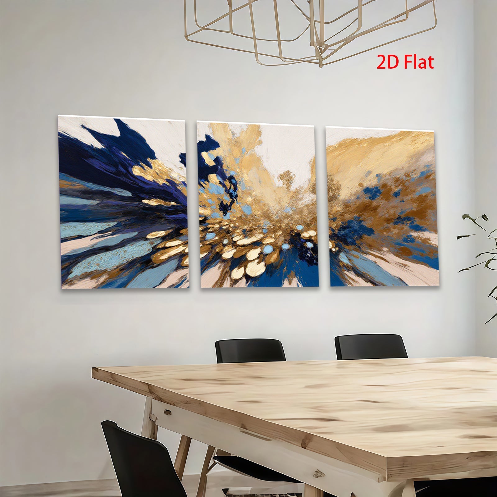 2D flat 1pc radiant gold bloom abstract wall art modern farmhouse dining room bedroom living room decor gallery wrapped canvas prints ready to hang large size