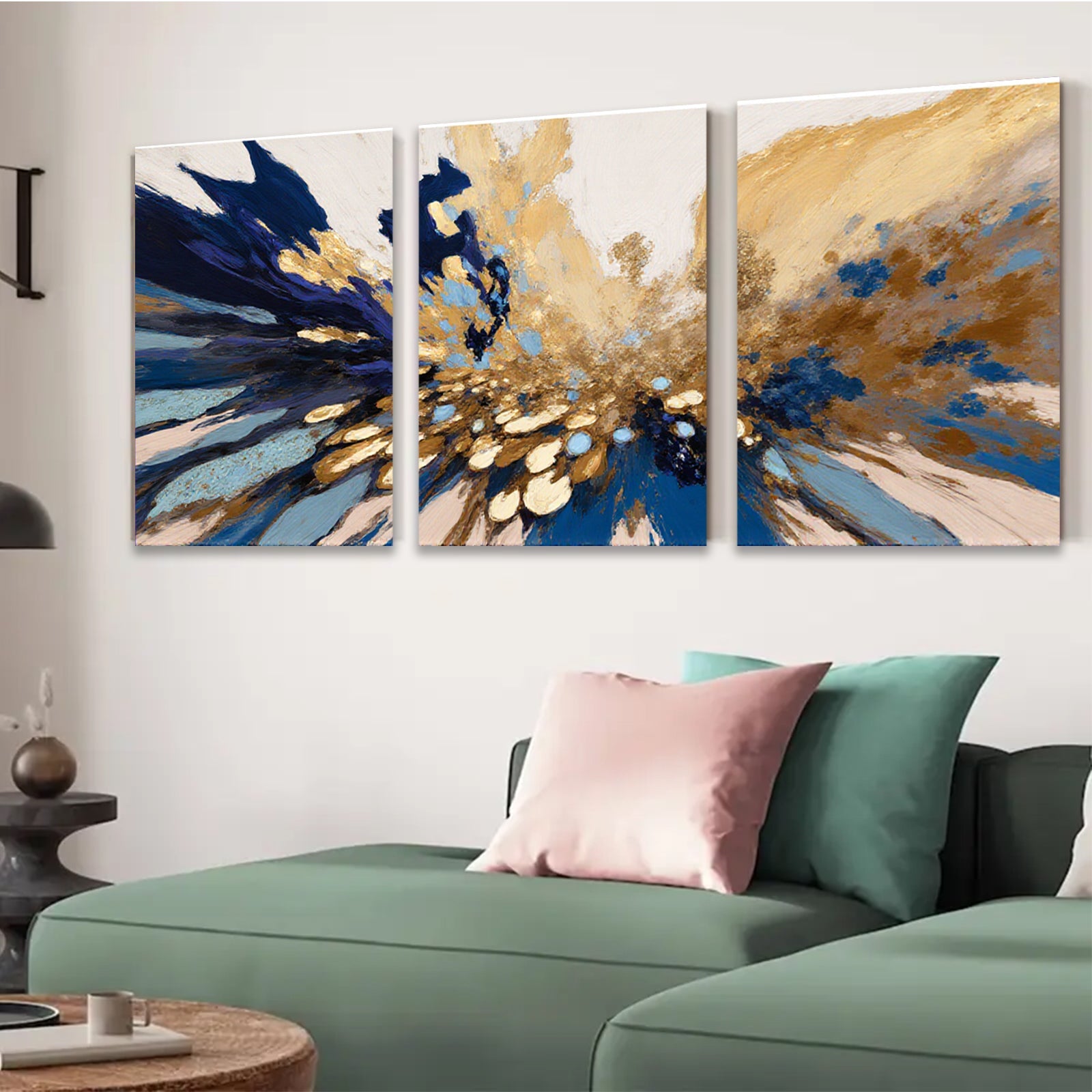 2D flat 1pc radiant gold bloom abstract wall art modern farmhouse dining room bedroom living room decor gallery wrapped canvas prints ready to hang large size