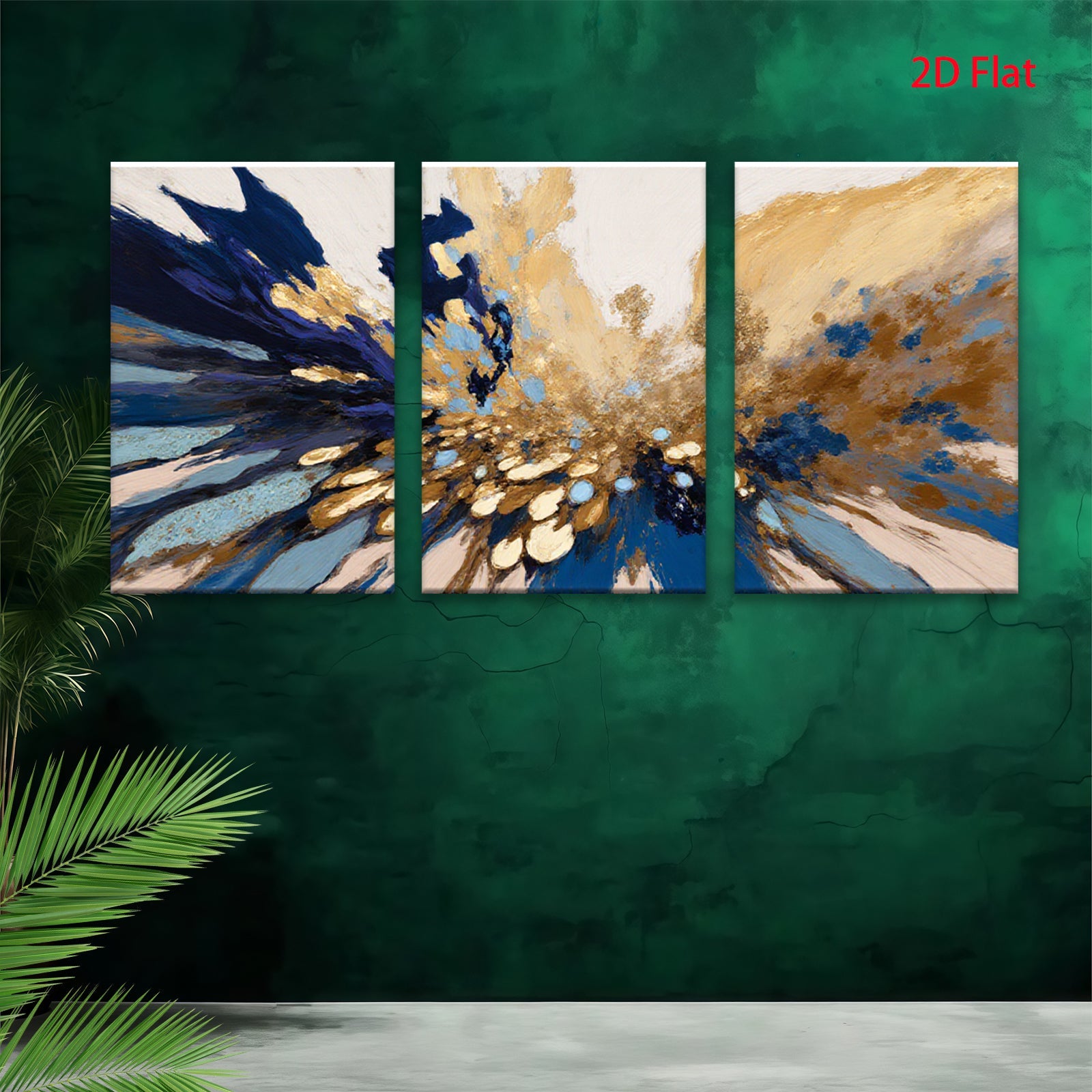 2D flat 1pc radiant gold bloom abstract wall art modern farmhouse dining room bedroom living room decor gallery wrapped canvas prints ready to hang large size