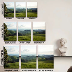 2D flat 1pc rolling hills distant landscape serene country wall art living room bedroom decor farmhouse style gallery wrapped canvas prints modern minimalist botanical nature