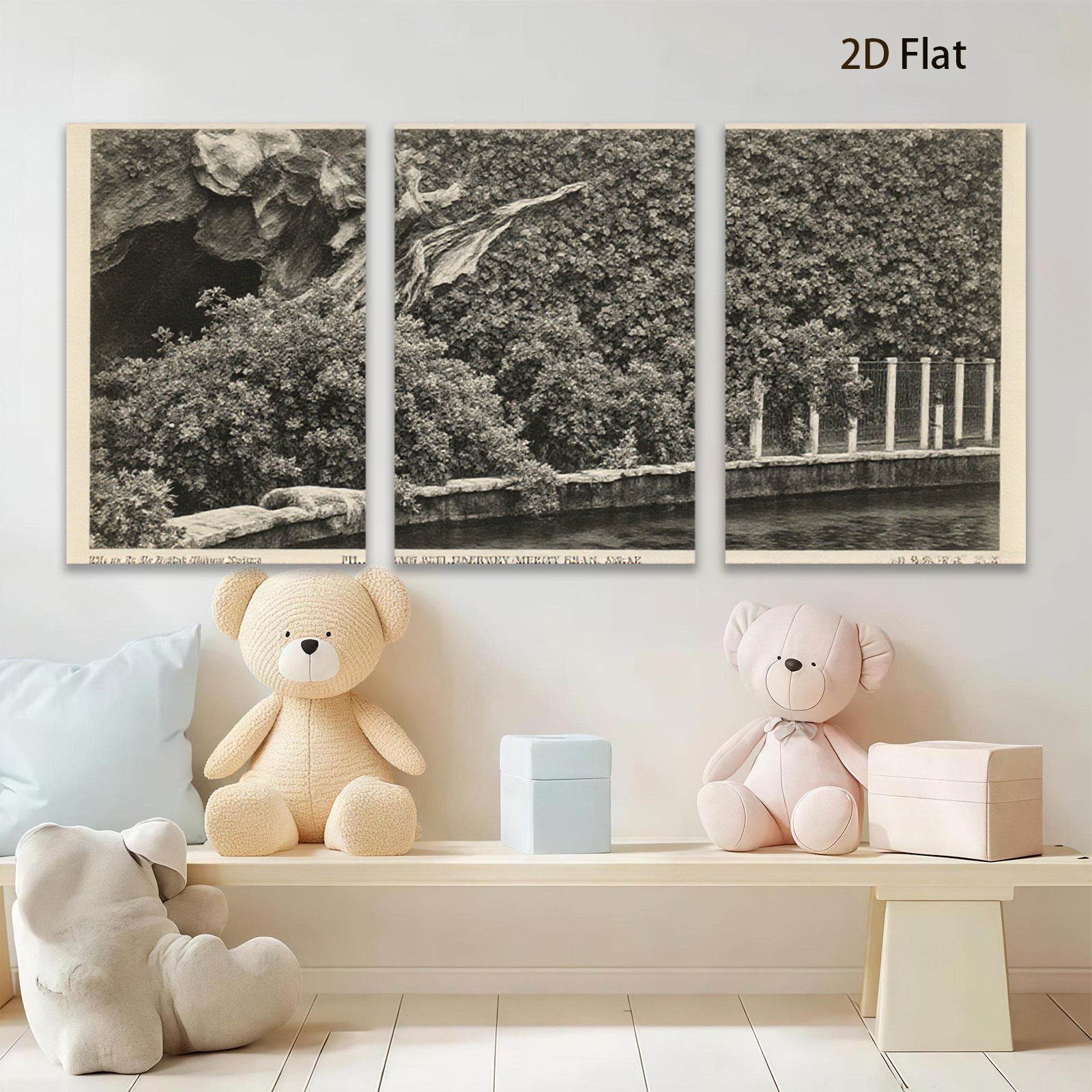 2D flat 1pc romantic river landscape serene garden wall art home office decor farmhouse style canvas prints gallery wrapped modern aesthetic