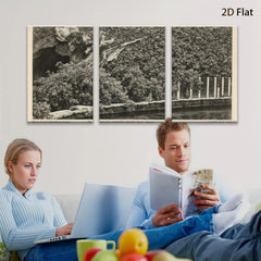 2D flat 1pc romantic river landscape serene garden wall art home office decor farmhouse style canvas prints gallery wrapped modern aesthetic