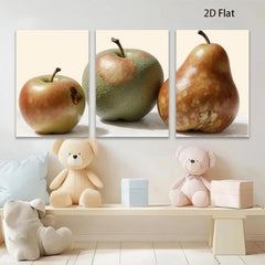 2D flat 1pc rustic still life featuring apples pears farmhouse kitchen dining room wall decor modern minimalist art