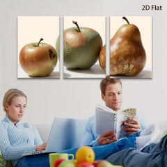 2D flat 1pc rustic still life featuring apples pears farmhouse kitchen dining room wall decor modern minimalist art
