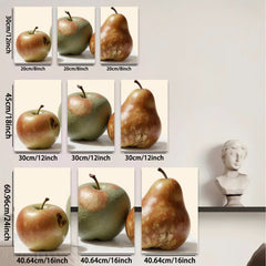 2D flat 1pc rustic still life featuring apples pears farmhouse kitchen dining room wall decor modern minimalist art