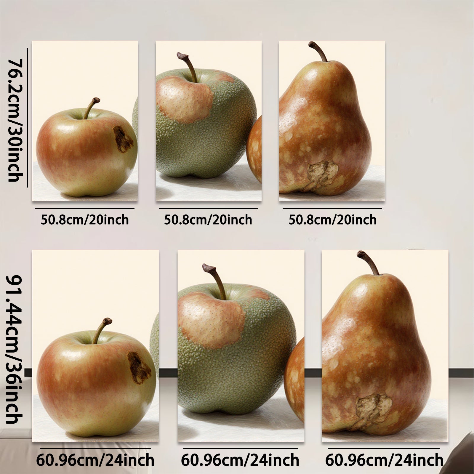 2D flat 1pc rustic still life featuring apples pears farmhouse kitchen dining room wall decor modern minimalist art