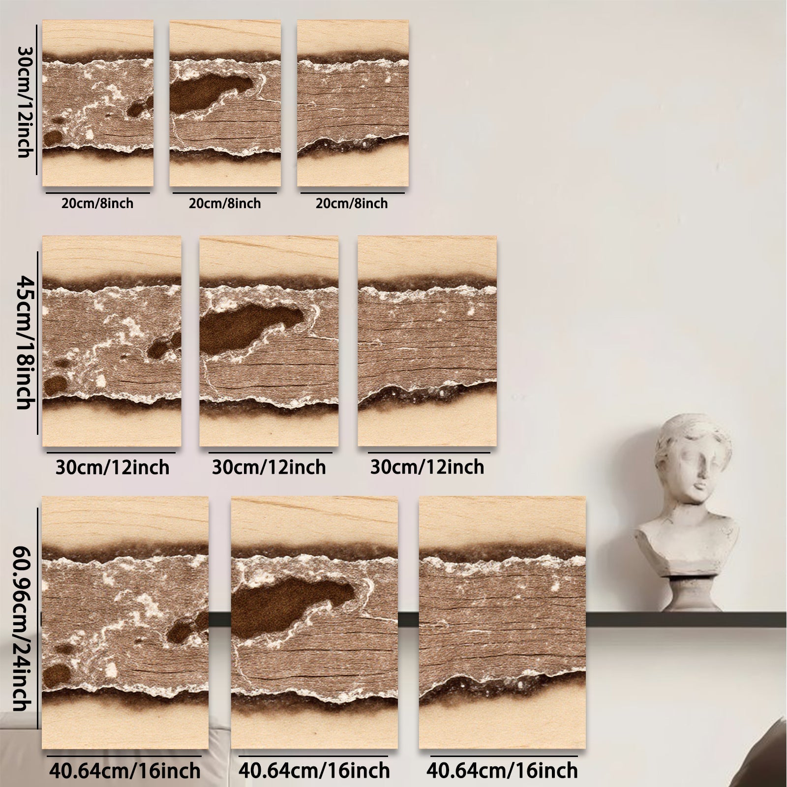 2D flat 1pc rustic woodgrain texture abstract canvas wall art for living room bedroom farmhouse decor modern minimalist gallery wrapped prints