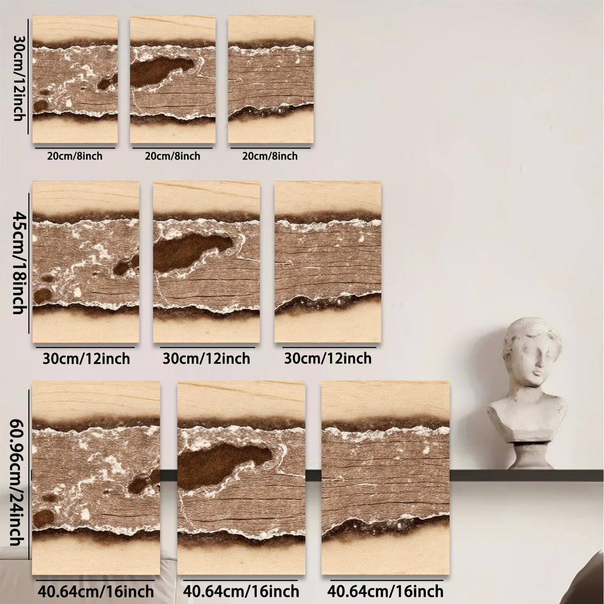 2D flat 1pc rustic woodgrain texture abstract canvas wall art for living room bedroom farmhouse decor modern minimalist gallery wrapped prints