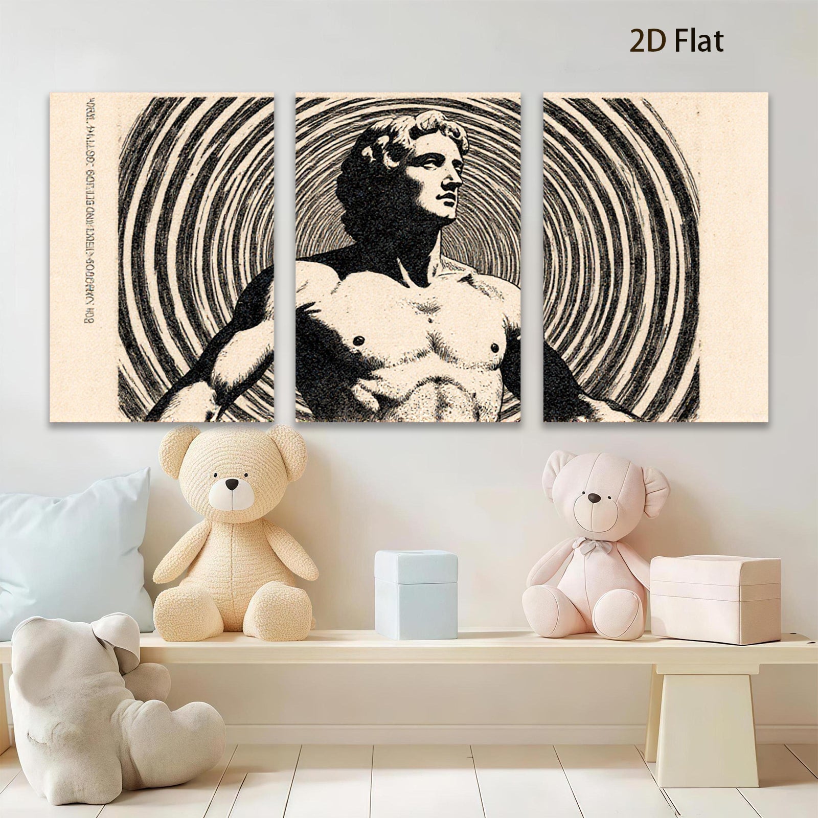 2D flat 1pc sculpted male torso abstract wall art modern farmhouse living room bedroom decor gallery wrapped canvas prints farmhouse style