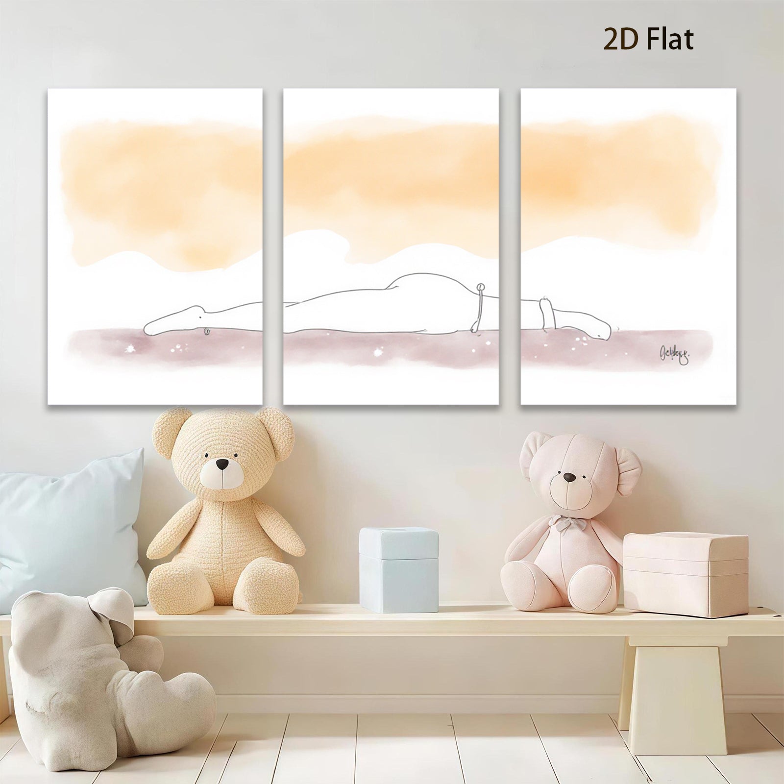 2D flat 1pc serene abstract bison minimalist wildlife canvas print for living room bedroom gallery wall decor farmhouse style modern aesthetic