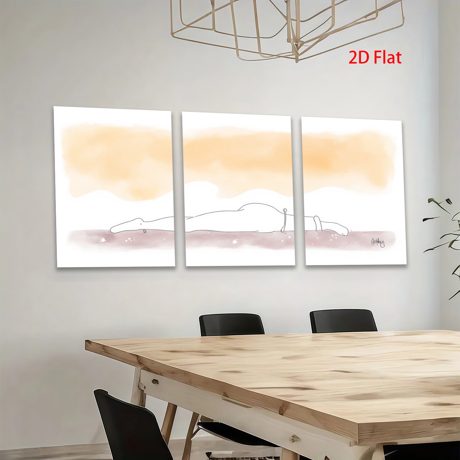 2D flat 1pc serene abstract bison minimalist wildlife canvas print for living room bedroom gallery wall decor farmhouse style modern aesthetic