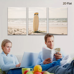 2D flat 1pc serene beach surfboard coastal wall art for living room bedroom gallery wrapped canvas print modern farmhouse decor botanical nature landscape