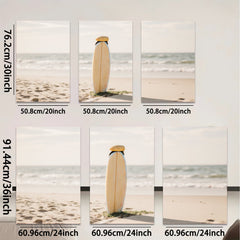 2D flat 1pc serene beach surfboard coastal wall art for living room bedroom gallery wrapped canvas print modern farmhouse decor botanical nature landscape