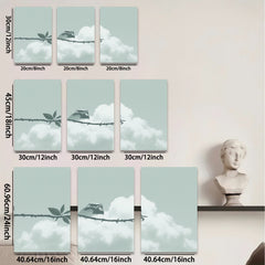 2D flat 1pc serene bird on branch minimalist wall art for living room bedroom farmhouse decor modern canvas prints cozy gallery wrapped