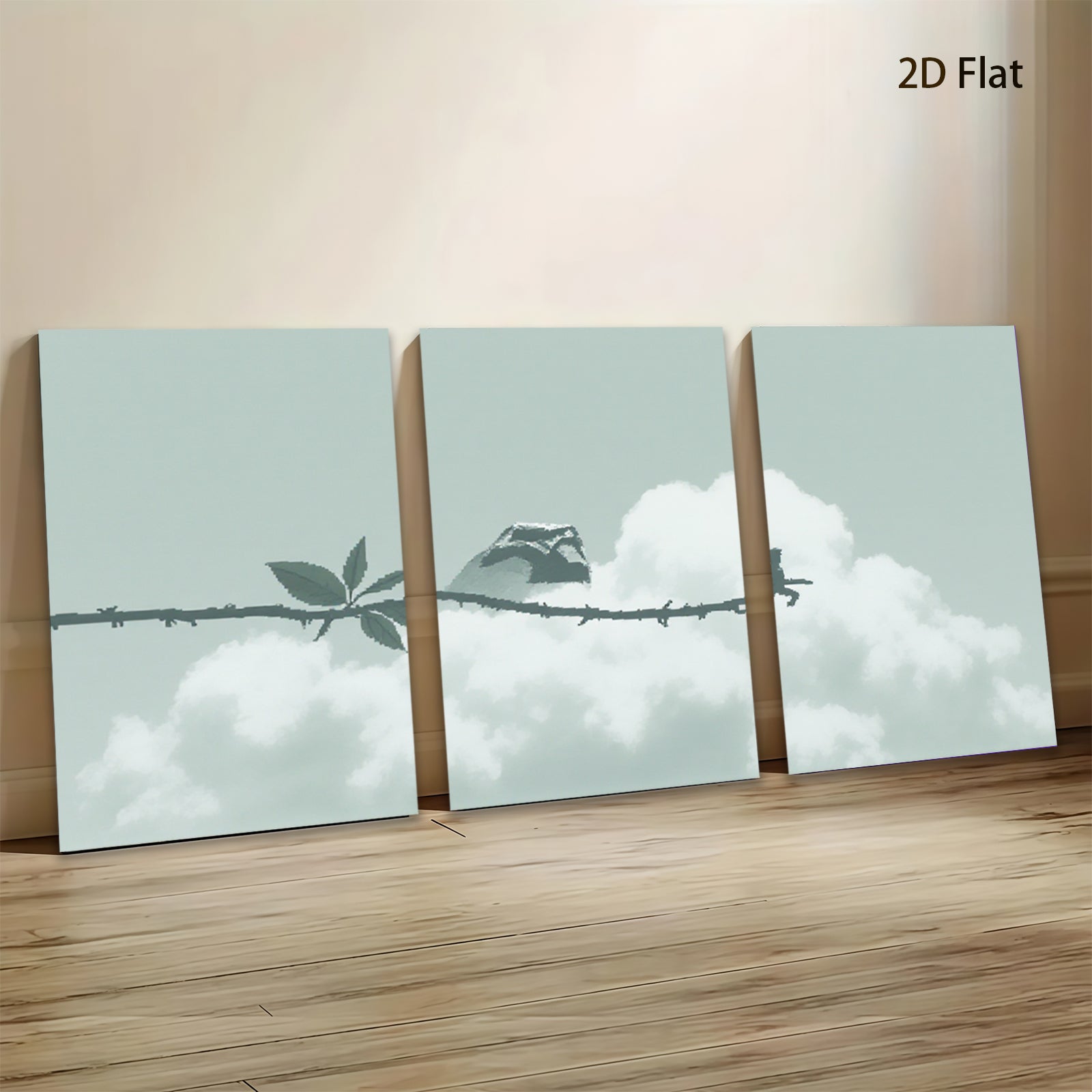 2D flat 1pc serene bird on branch minimalist wall art for living room bedroom farmhouse decor modern canvas prints cozy gallery wrapped