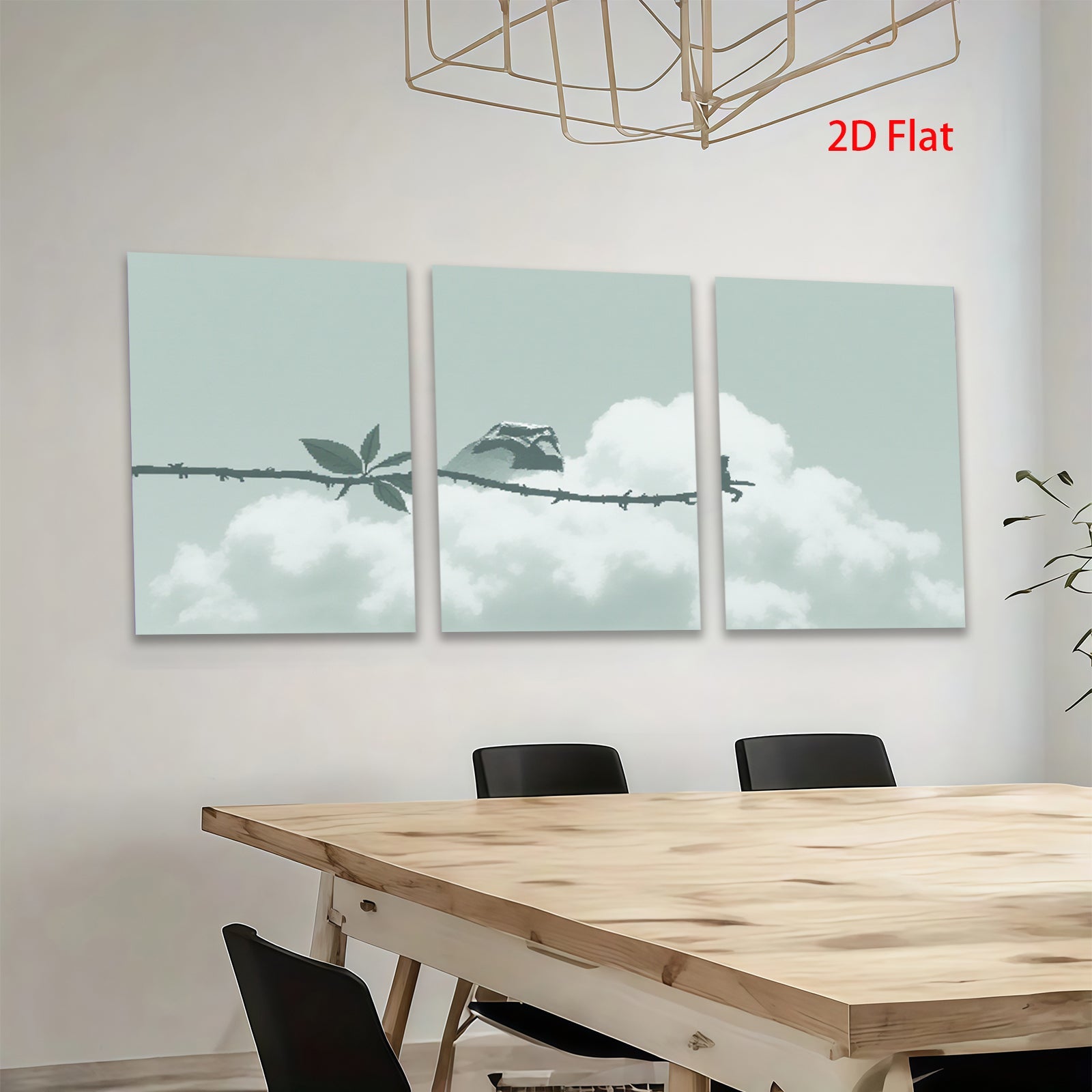 2D flat 1pc serene bird on branch minimalist wall art for living room bedroom farmhouse decor modern canvas prints cozy gallery wrapped