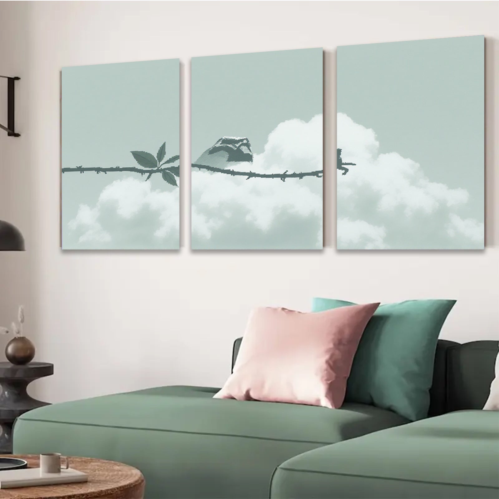2D flat 1pc serene bird on branch minimalist wall art for living room bedroom farmhouse decor modern canvas prints cozy gallery wrapped