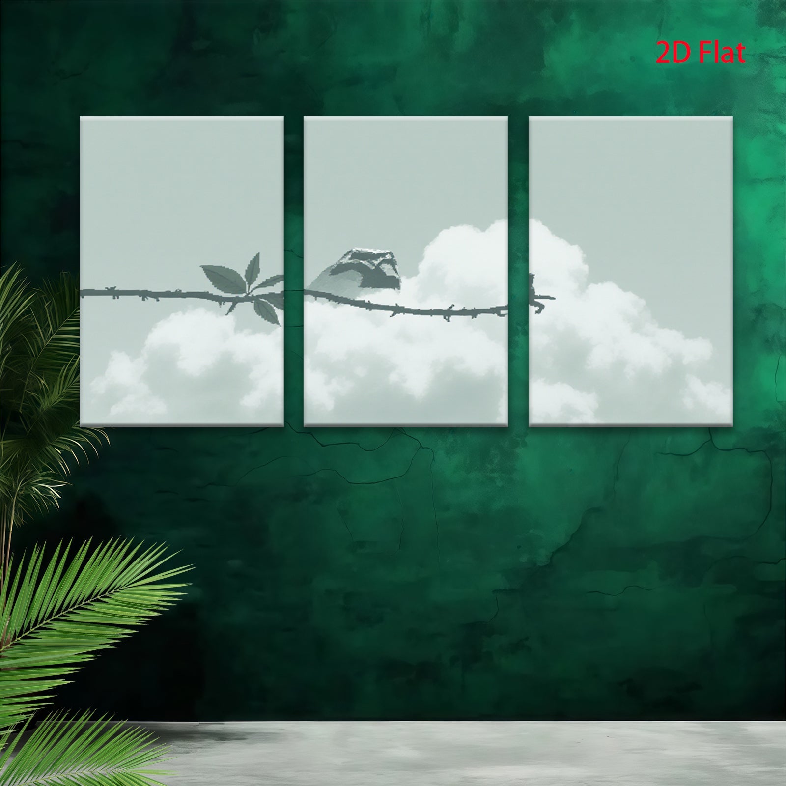 2D flat 1pc serene bird on branch minimalist wall art for living room bedroom farmhouse decor modern canvas prints cozy gallery wrapped