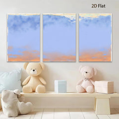 2D flat 1pc serene blue orange gradient sky coastal wall art bedroom living room decor farmhouse style gallery wrapped canvas print modern minimalist