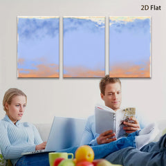 2D flat 1pc serene blue orange gradient sky coastal wall art bedroom living room decor farmhouse style gallery wrapped canvas print modern minimalist