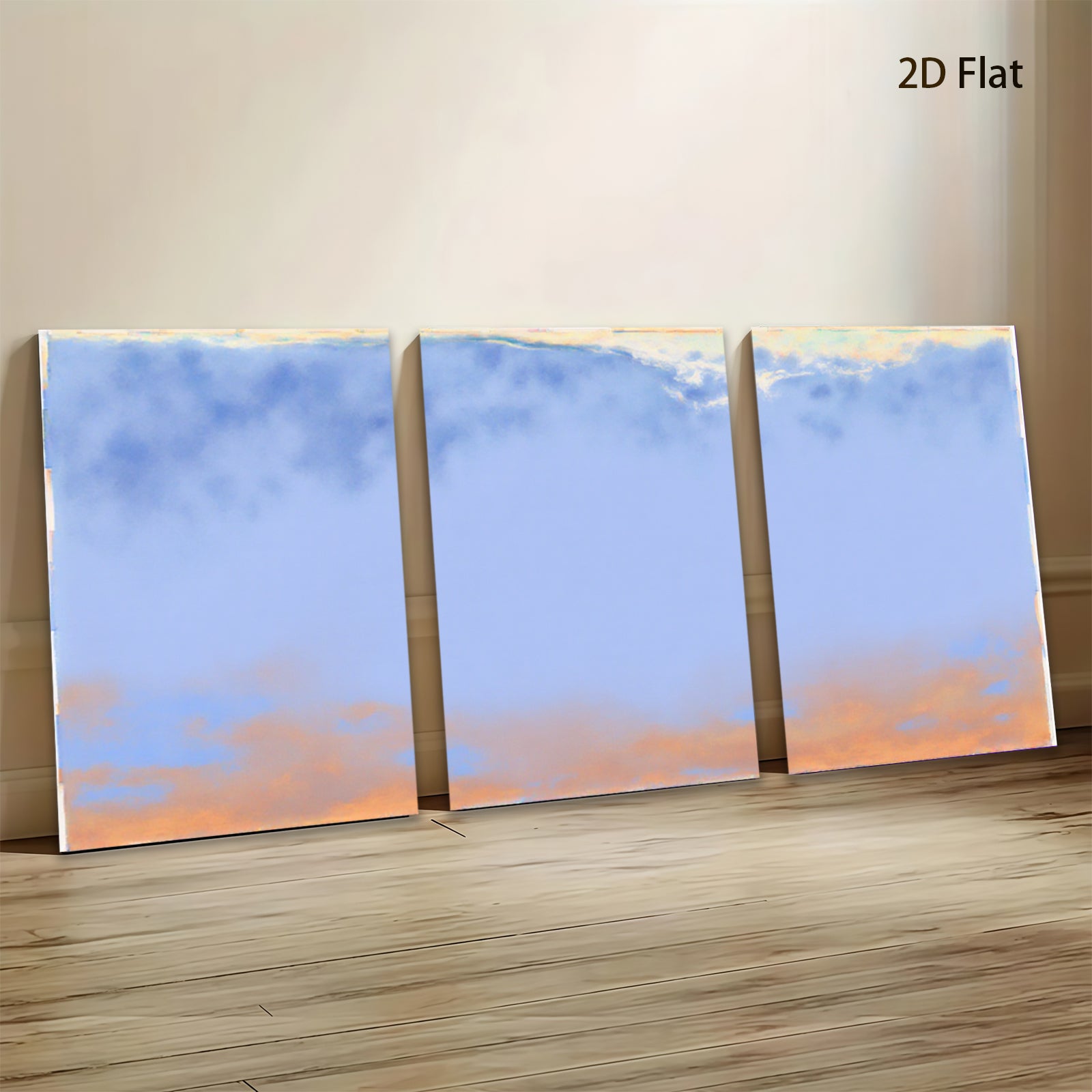 2D flat 1pc serene blue orange gradient sky coastal wall art bedroom living room decor farmhouse style gallery wrapped canvas print modern minimalist