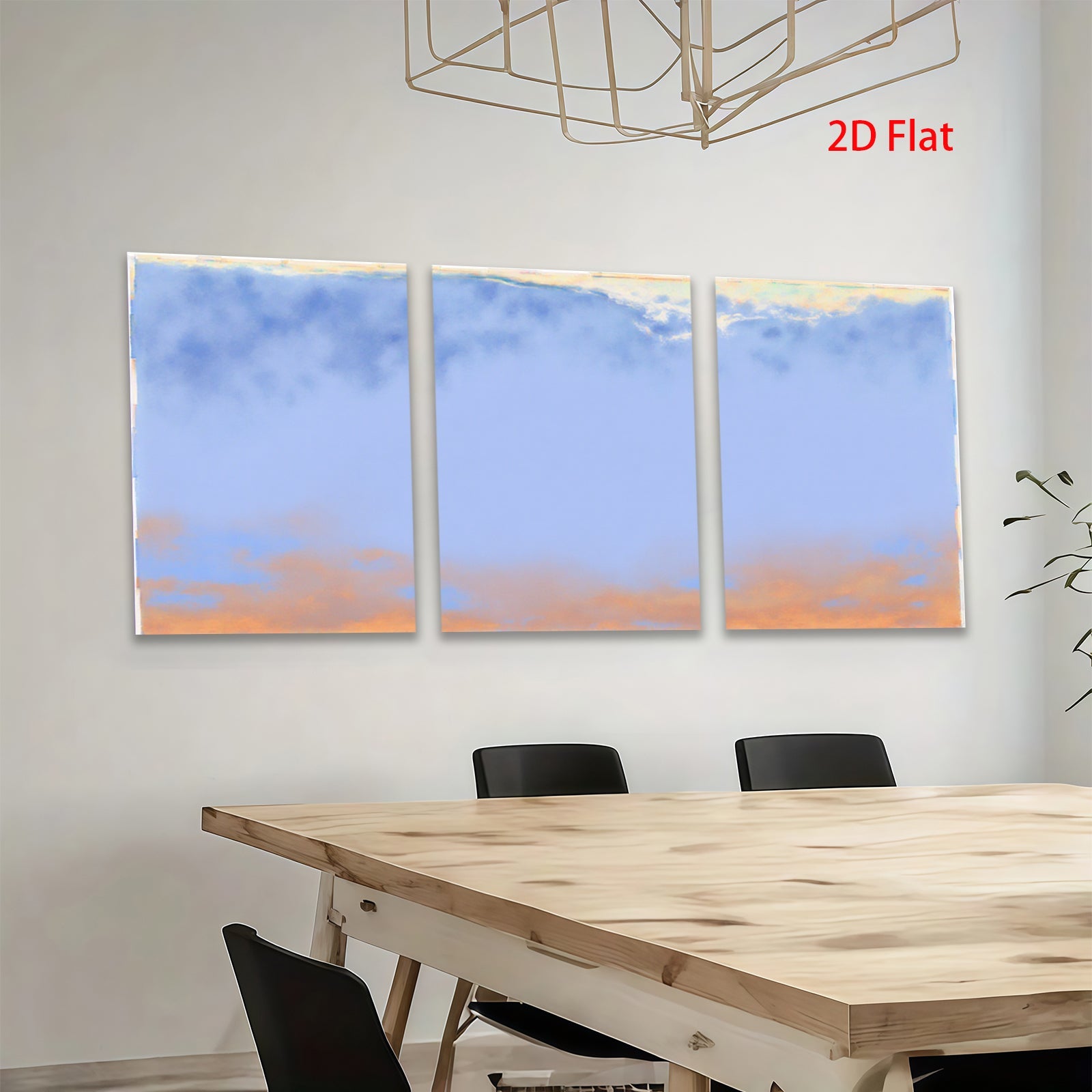 2D flat 1pc serene blue orange gradient sky coastal wall art bedroom living room decor farmhouse style gallery wrapped canvas print modern minimalist
