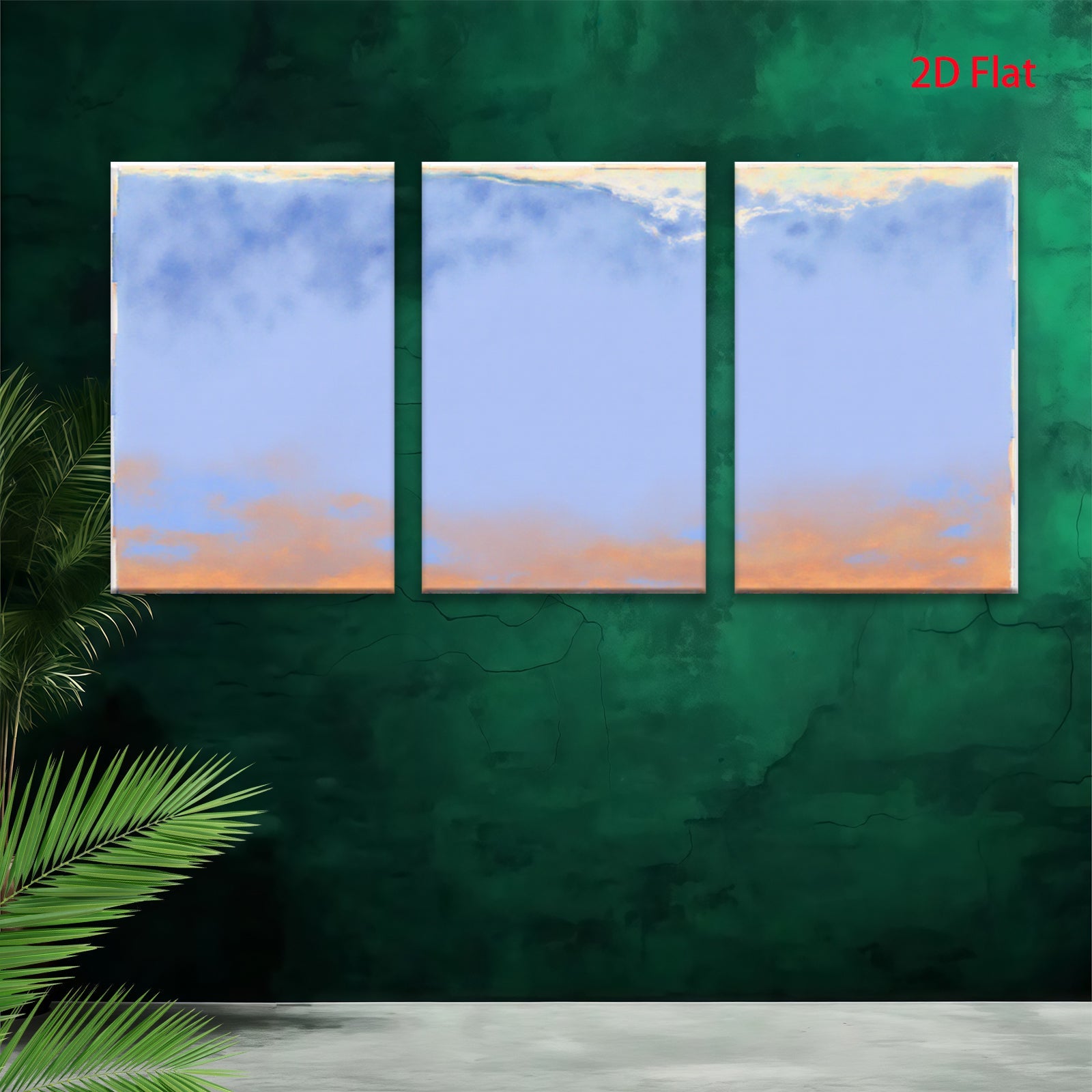 2D flat 1pc serene blue orange gradient sky coastal wall art bedroom living room decor farmhouse style gallery wrapped canvas print modern minimalist