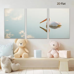 2D flat 1pc serene coastal bird wildlife reflection wall art canvas prints for living room bedroom home decor farmhouse style modern minimalist gallery wrapped