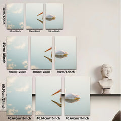 2D flat 1pc serene coastal bird wildlife reflection wall art canvas prints for living room bedroom home decor farmhouse style modern minimalist gallery wrapped