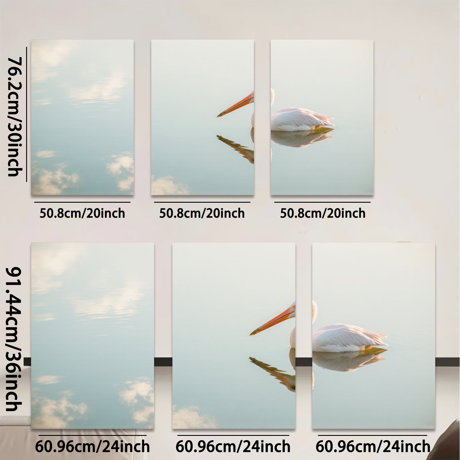 2D flat 1pc serene coastal bird wildlife reflection wall art canvas prints for living room bedroom home decor farmhouse style modern minimalist gallery wrapped