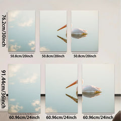 2D flat 1pc serene coastal bird wildlife reflection wall art canvas prints for living room bedroom home decor farmhouse style modern minimalist gallery wrapped