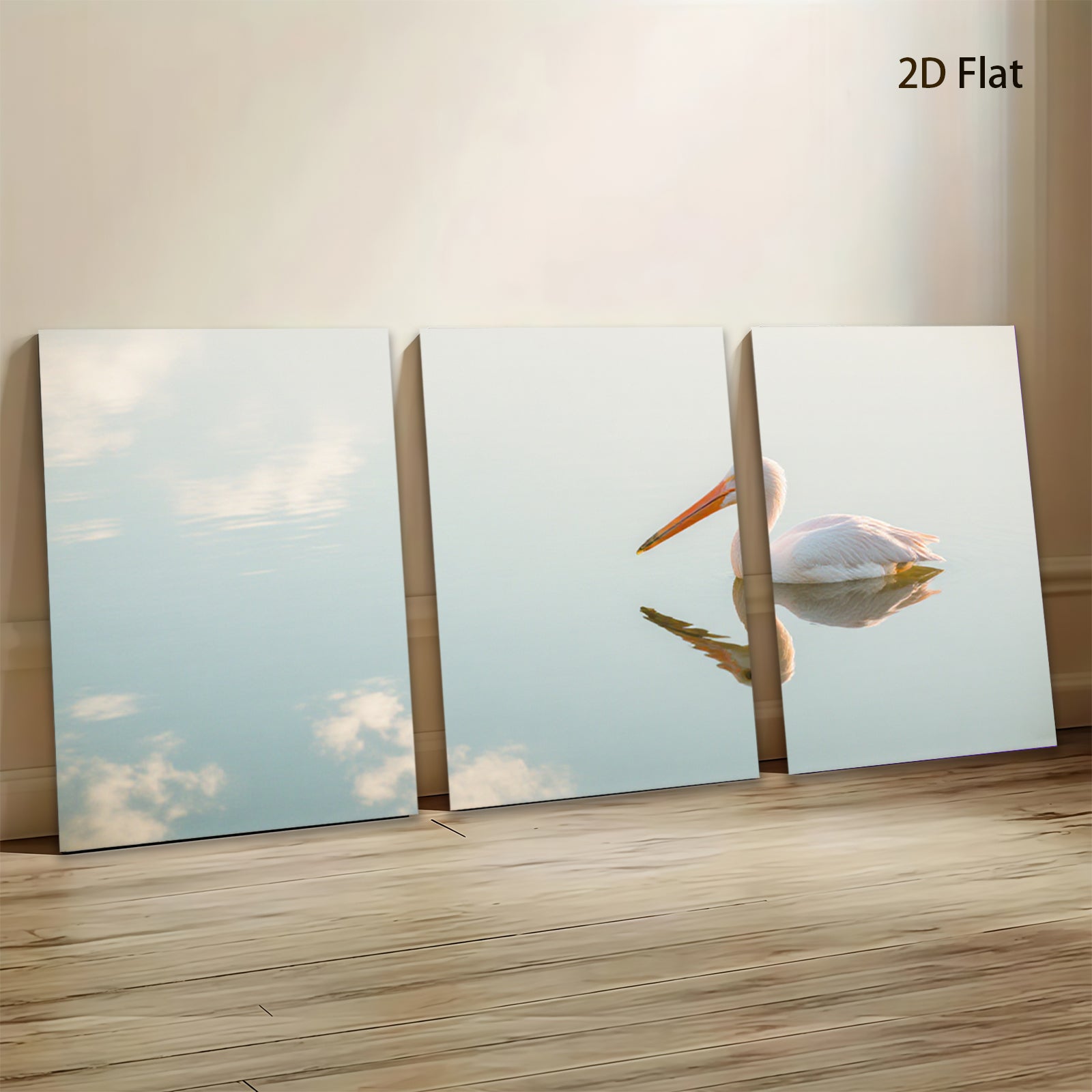 2D flat 1pc serene coastal bird wildlife reflection wall art canvas prints for living room bedroom home decor farmhouse style modern minimalist gallery wrapped