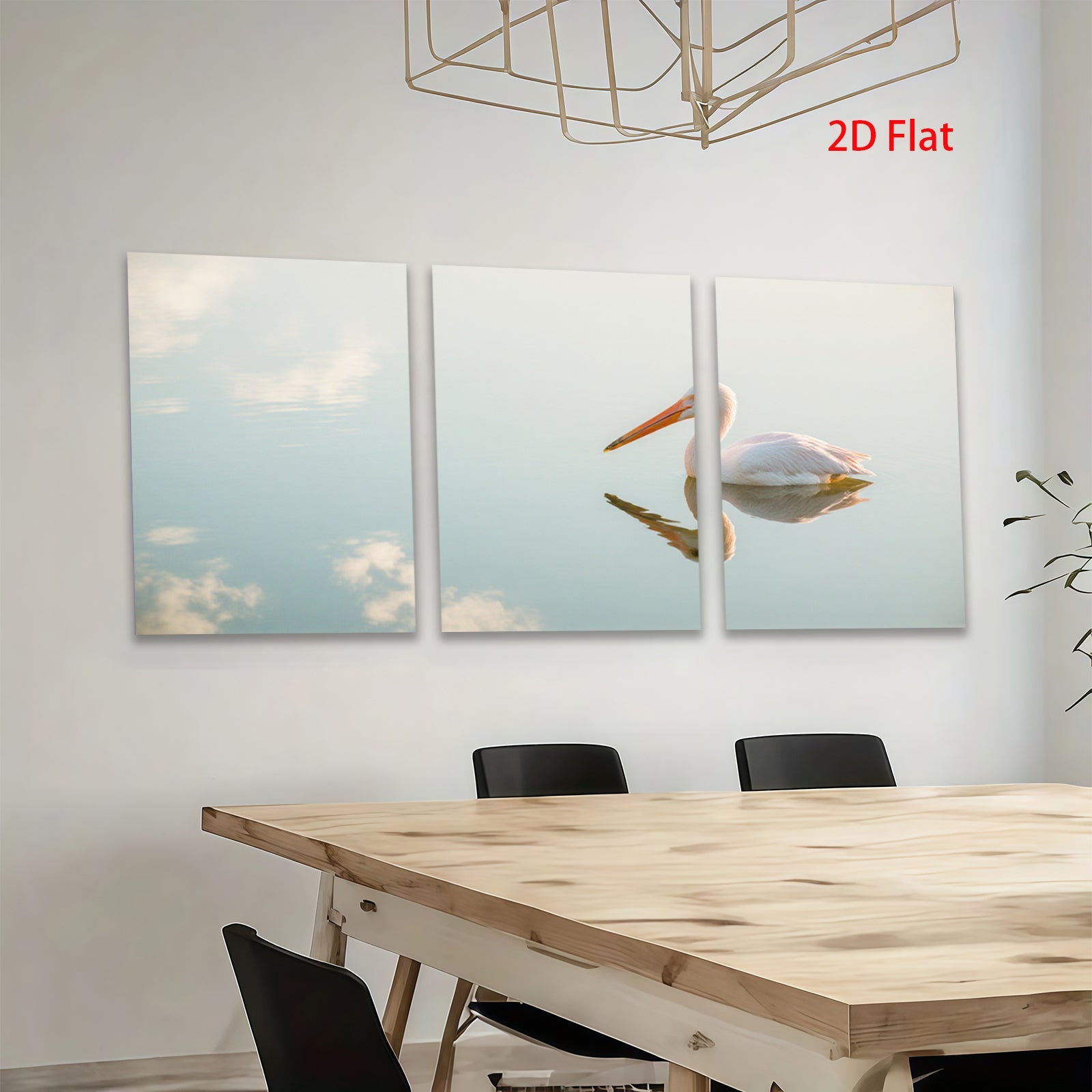 2D flat 1pc serene coastal bird wildlife reflection wall art canvas prints for living room bedroom home decor farmhouse style modern minimalist gallery wrapped