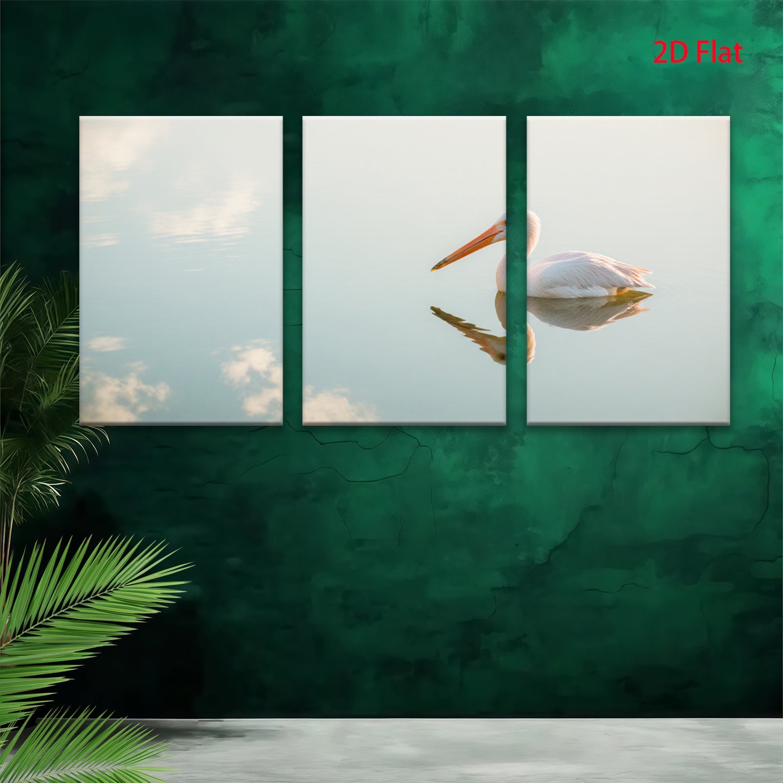 2D flat 1pc serene coastal bird wildlife reflection wall art canvas prints for living room bedroom home decor farmhouse style modern minimalist gallery wrapped