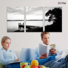 2D flat 1pc serene dock lakeside view coastal wall art canvas prints for living room bedroom bathroom home decor farmhouse style modern minimalist gallery wrapped