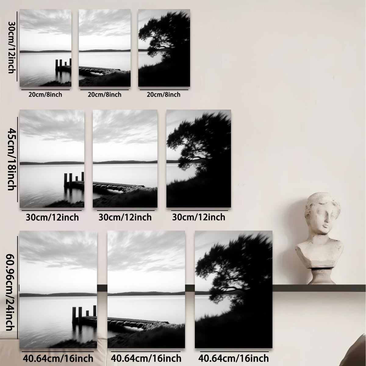 2D flat 1pc serene dock lakeside view coastal wall art canvas prints for living room bedroom bathroom home decor farmhouse style modern minimalist gallery wrapped