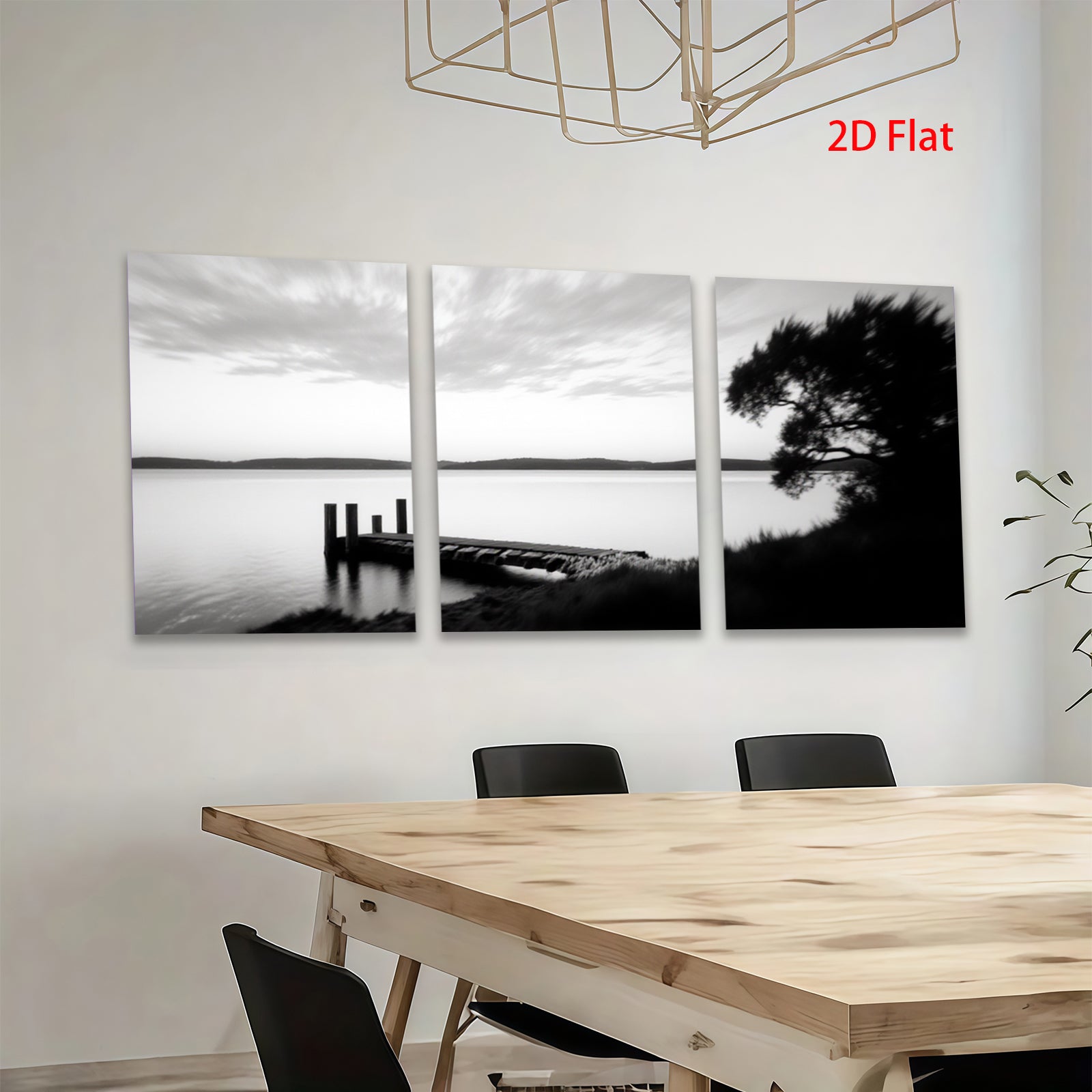 2D flat 1pc serene dock lakeside view coastal wall art canvas prints for living room bedroom bathroom home decor farmhouse style modern minimalist gallery wrapped
