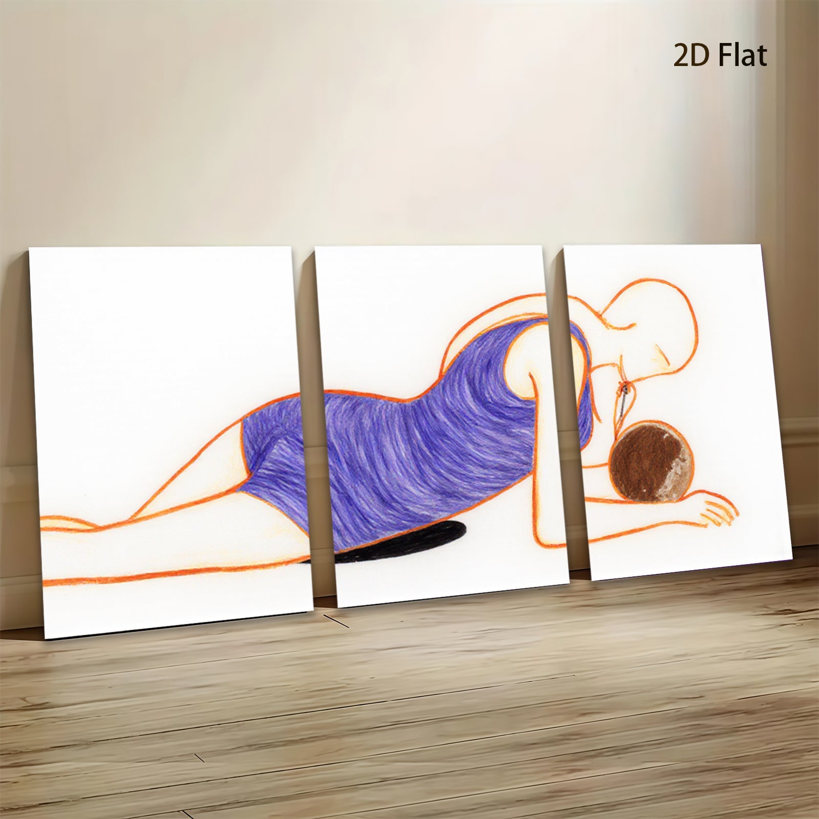 2D flat 1pc serene figure with fruit modern wall art for living room bedroom gallery wrapped canvas print farmhouse decor botanical style