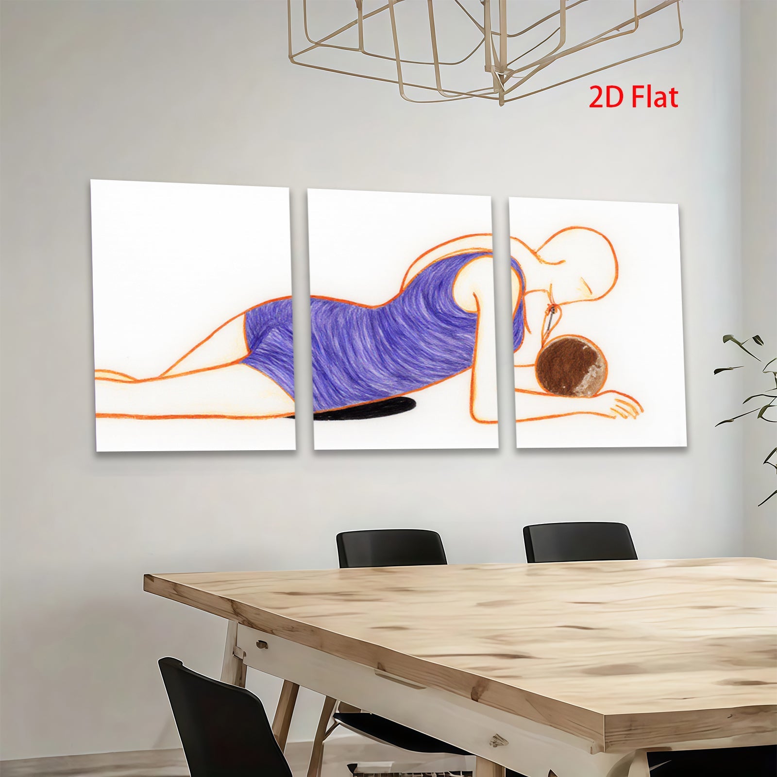 2D flat 1pc serene figure with fruit modern wall art for living room bedroom gallery wrapped canvas print farmhouse decor botanical style