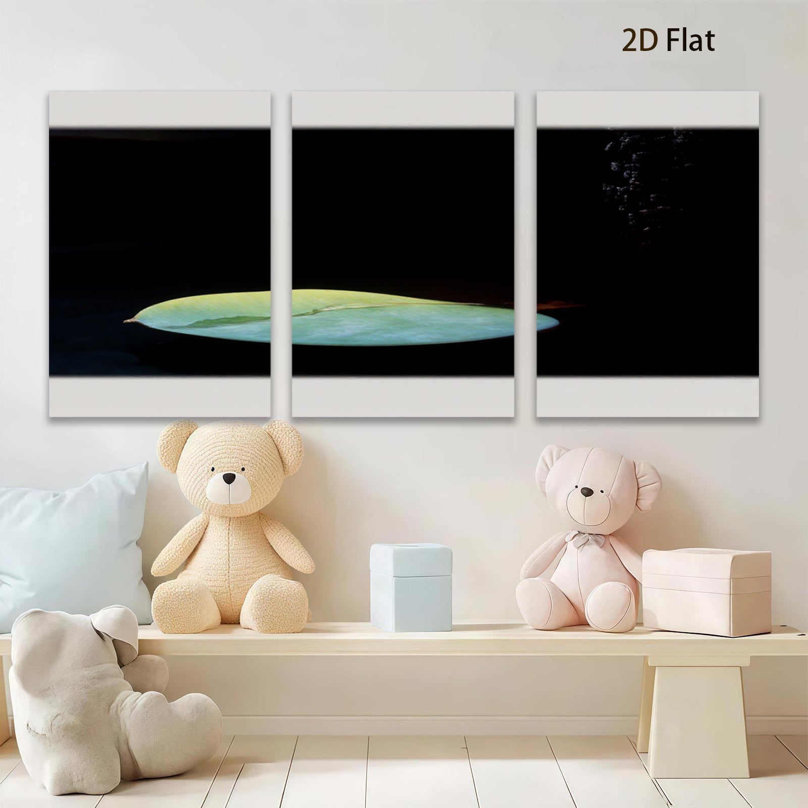 2D flat 1pc serene green leaf abstract wall art canvas print modern farmhouse living room bedroom decor gallery wrapped ready to hang botanical nature inspired