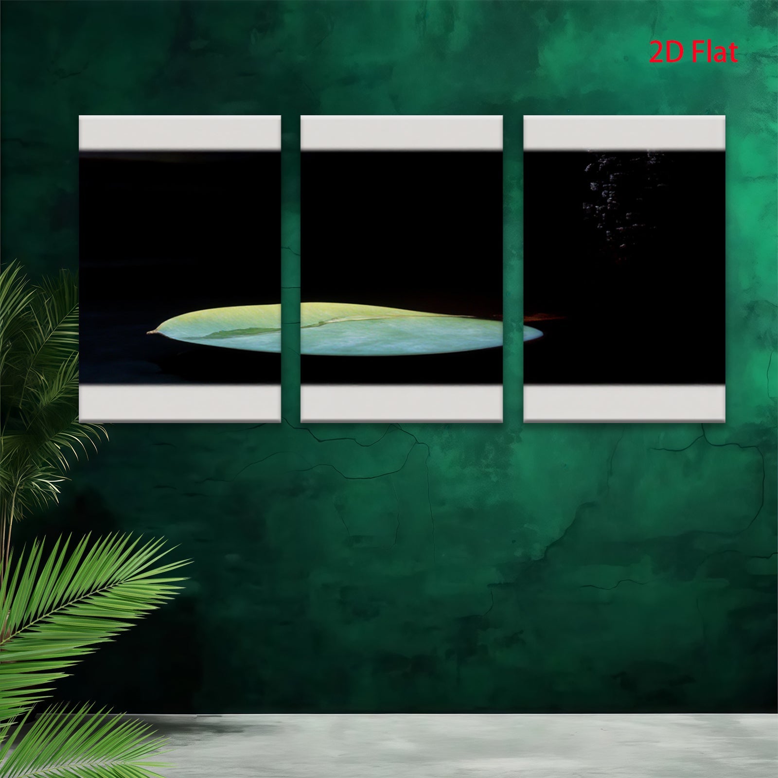 2D flat 1pc serene green leaf abstract wall art canvas print modern farmhouse living room bedroom decor gallery wrapped ready to hang botanical nature inspired