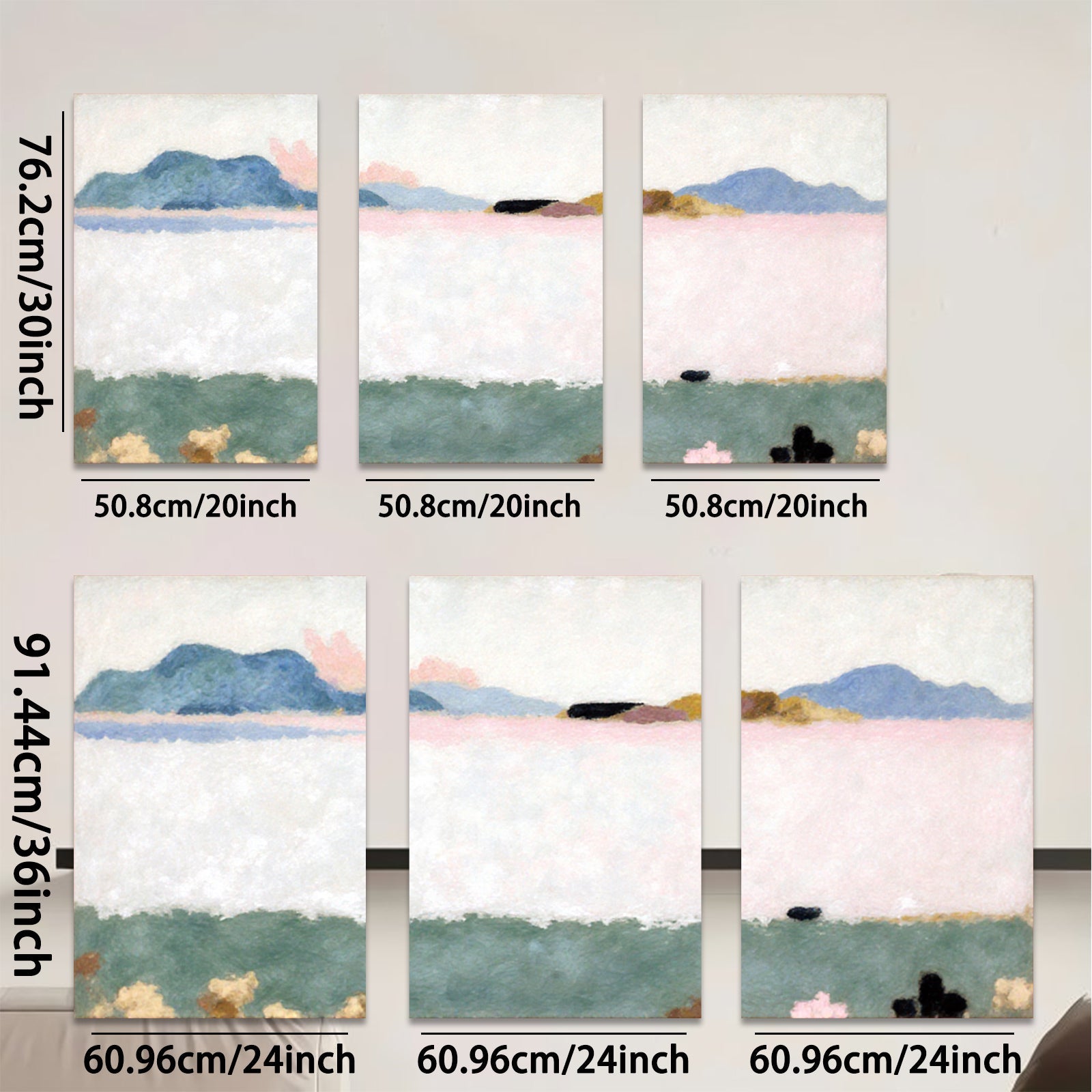 2D flat 1pc serene landscape painting distant hills meadow view farmhouse wall decor living room bedroom office modern art gallery wrapped canvas prints botanical floral cozy farmhouse style