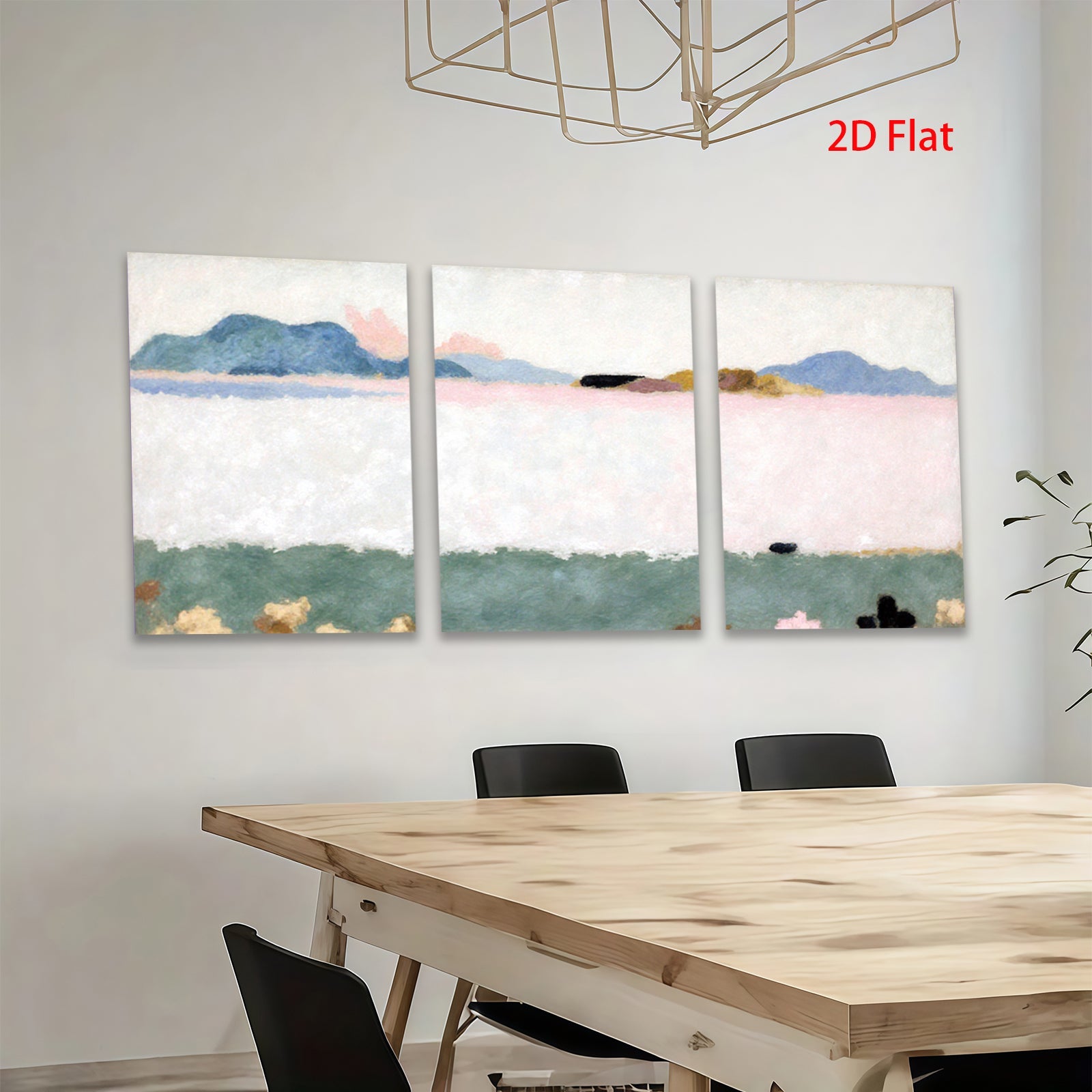 2D flat 1pc serene landscape painting distant hills meadow view farmhouse wall decor living room bedroom office modern art gallery wrapped canvas prints botanical floral cozy farmhouse style