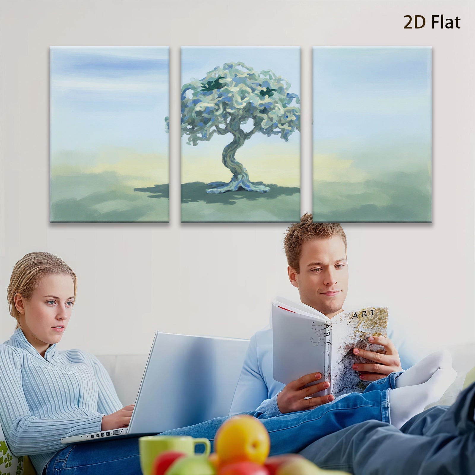 2D flat 1pc serene meadow tree landscape wall art prints for living room bedroom home decor farmhouse style botanical prints cozy vibe