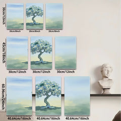 2D flat 1pc serene meadow tree landscape wall art prints for living room bedroom home decor farmhouse style botanical prints cozy vibe