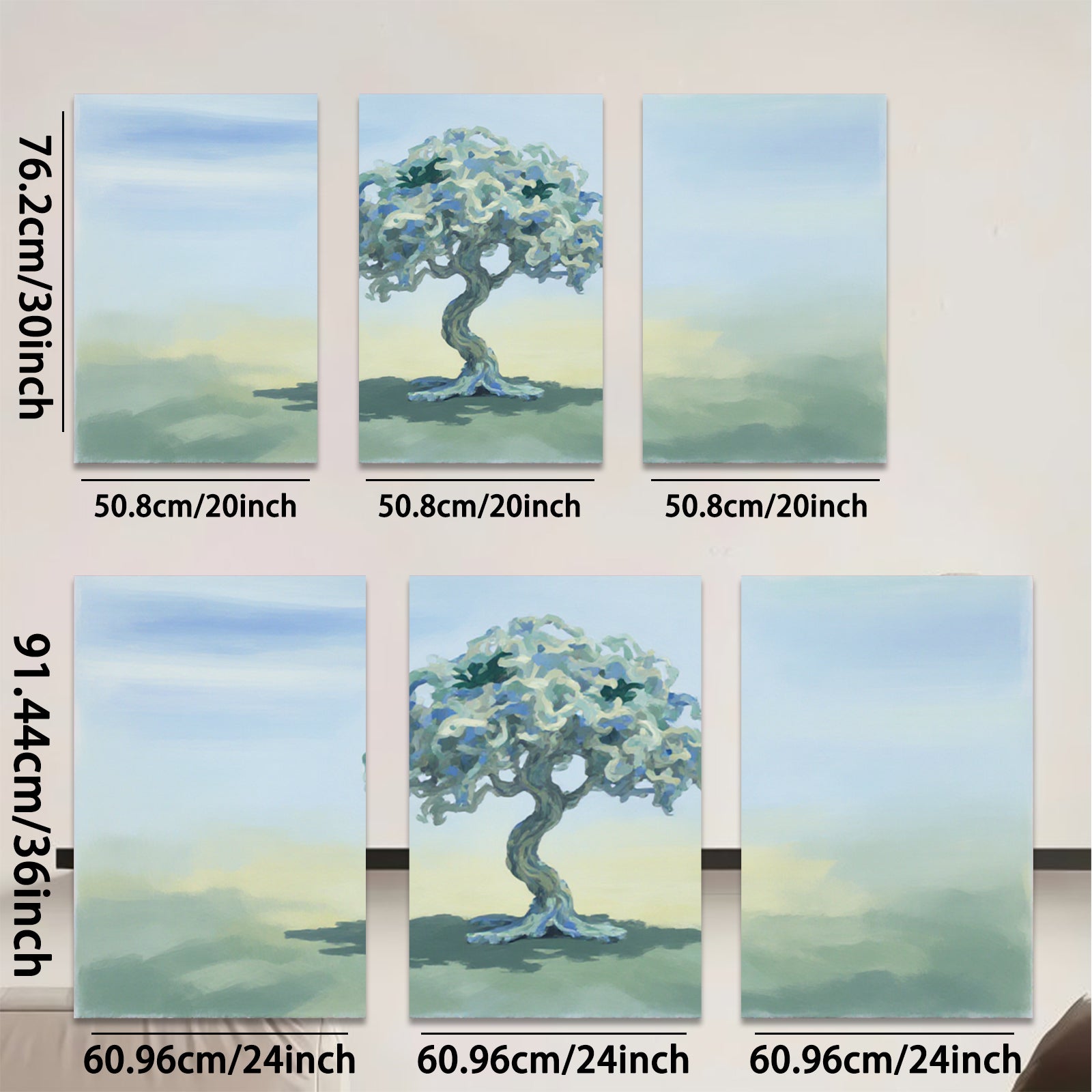 2D flat 1pc serene meadow tree landscape wall art prints for living room bedroom home decor farmhouse style botanical prints cozy vibe