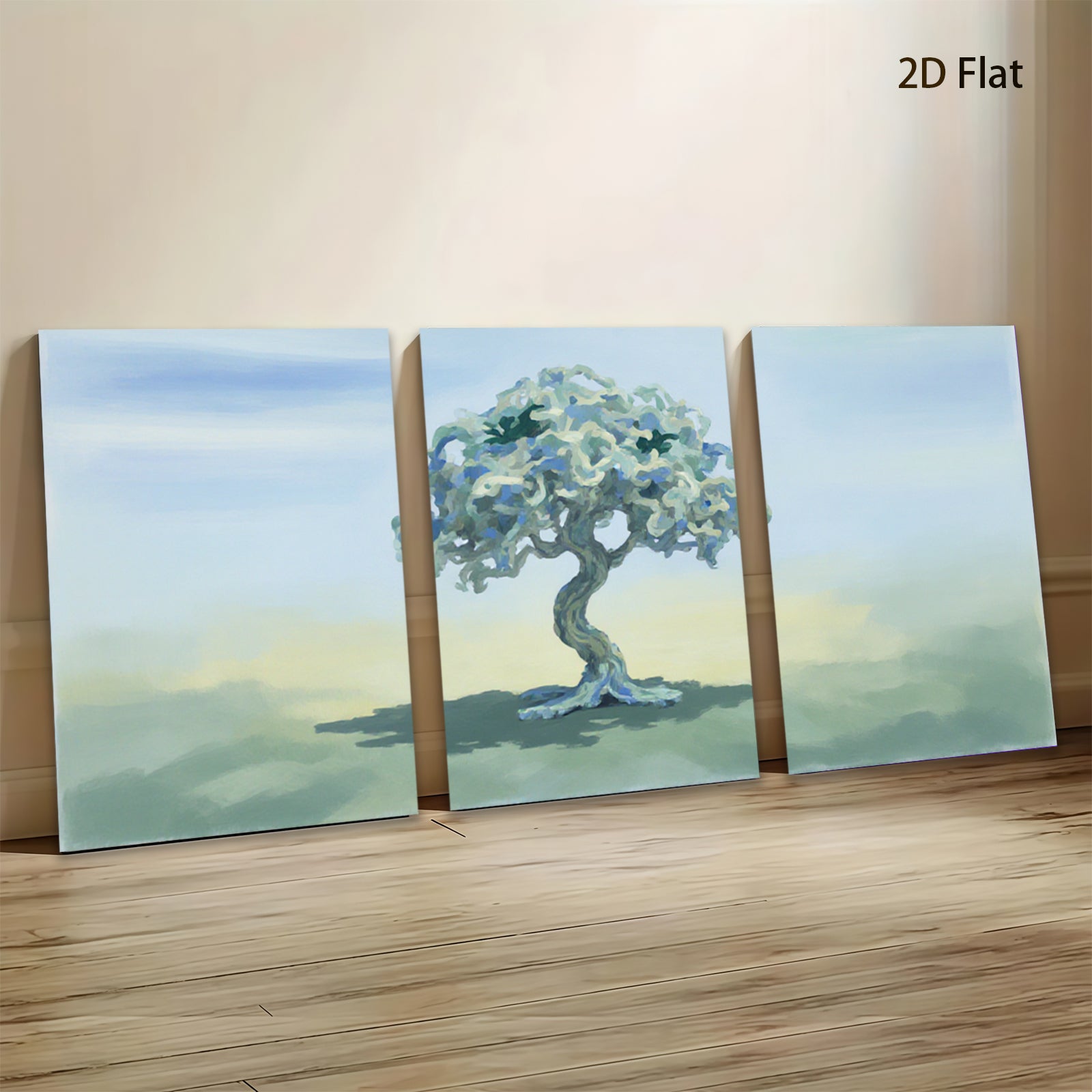 2D flat 1pc serene meadow tree landscape wall art prints for living room bedroom home decor farmhouse style botanical prints cozy vibe