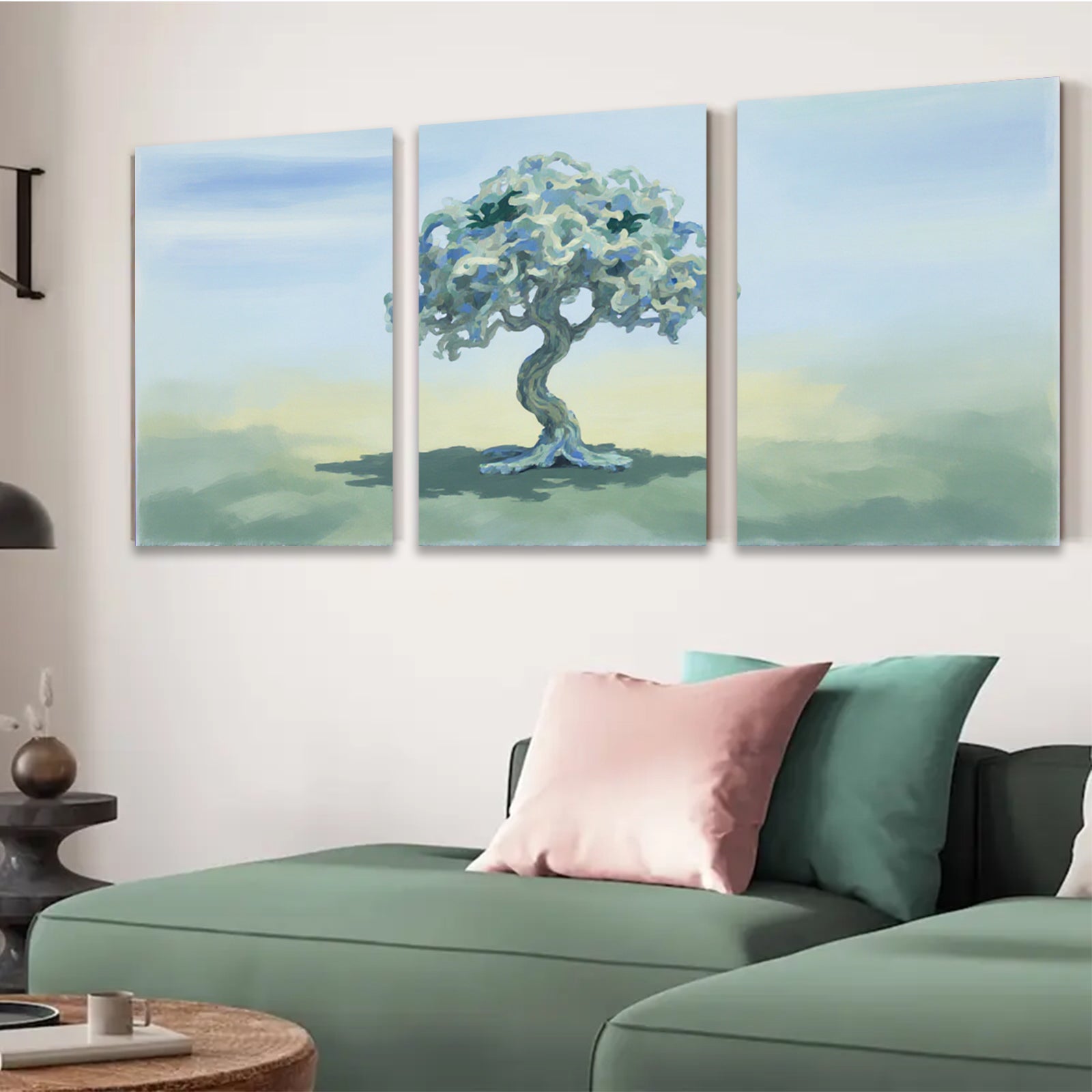 2D flat 1pc serene meadow tree landscape wall art prints for living room bedroom home decor farmhouse style botanical prints cozy vibe