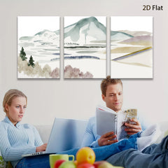 2D flat 1pc serene mountain landscape wall art for living room bedroom home office decor farmhouse style gallery wrapped canvas prints modern minimalist botanical artwork