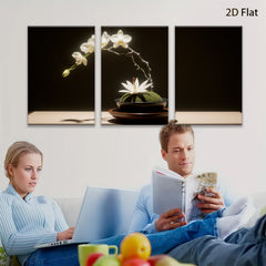 2D flat 1pc serene orchid bloom minimalist zen decor living room bedroom gallery wrapped canvas modern farmhouse wall art